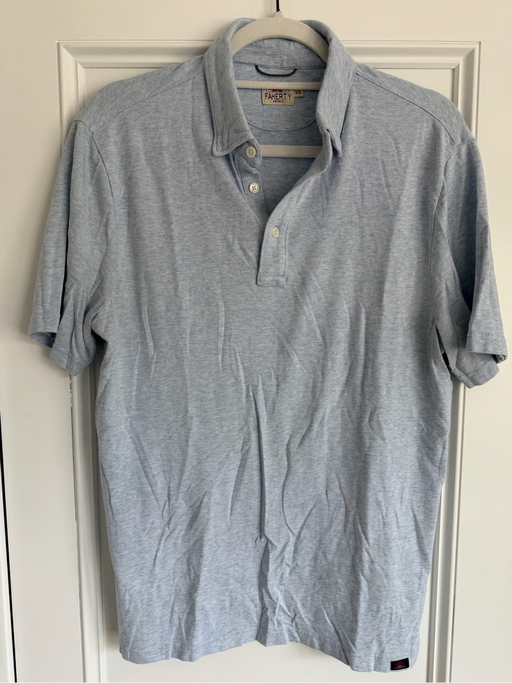 Faherty Heathered Sky Blue Men's Polo